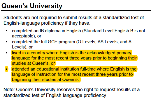 Queens university request