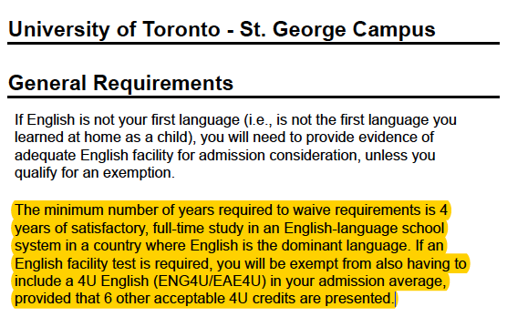 University of Toronto request
